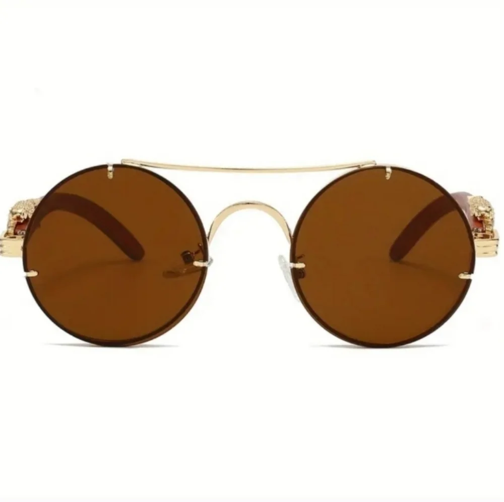 Elegant Gold and Brown Unisex Sunglasses for Stylish Accessory Lovers